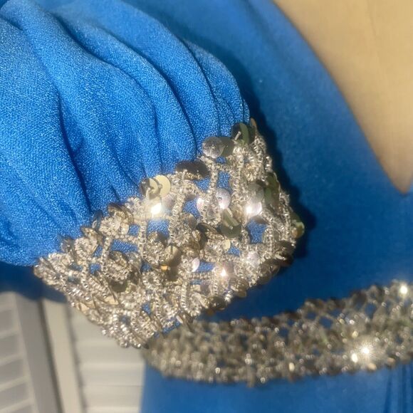 Vintage Handmade 60s 70s Jorami Renaissance Blue Hostess Gown Medium Sequins - Picture 4 of 12